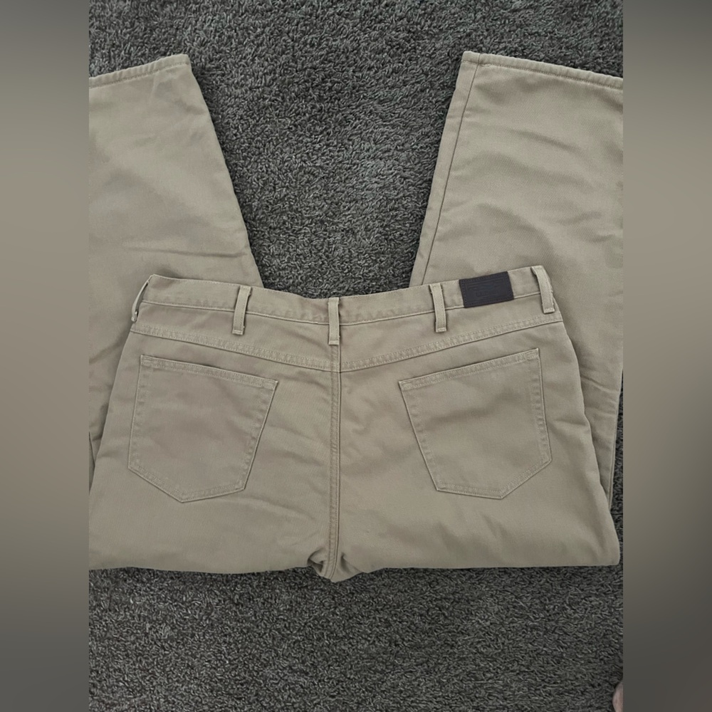L.L. Bean Khaki Jeans Size 42 – Classic Fit Flannel Lined Workwear - Picture 8 of 9